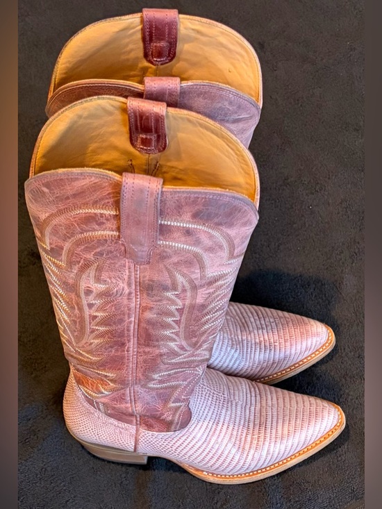 Tecovas Shoes - Tecovas Abby Frost Pink Lizard Cowgirl Boots